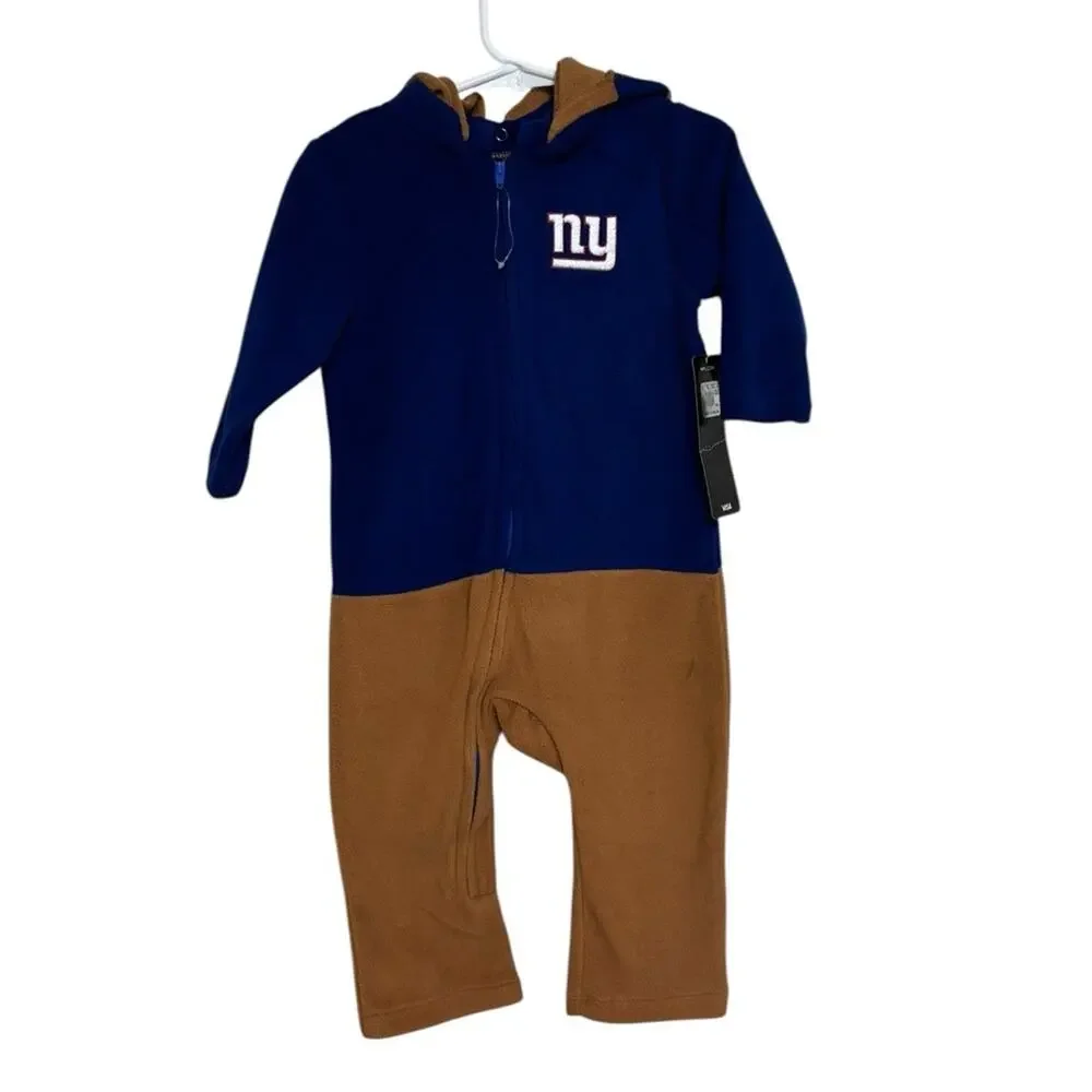 NWT Kids New York Giants Fleece Mascot Bear One Piece - Size 18M